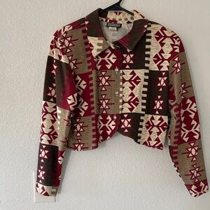 Geometric Patterned Blazer in Red and Brown
